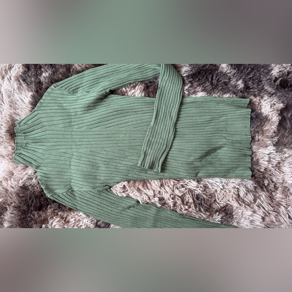 Dynamite Sage Ribbed Turtleneck Sweater